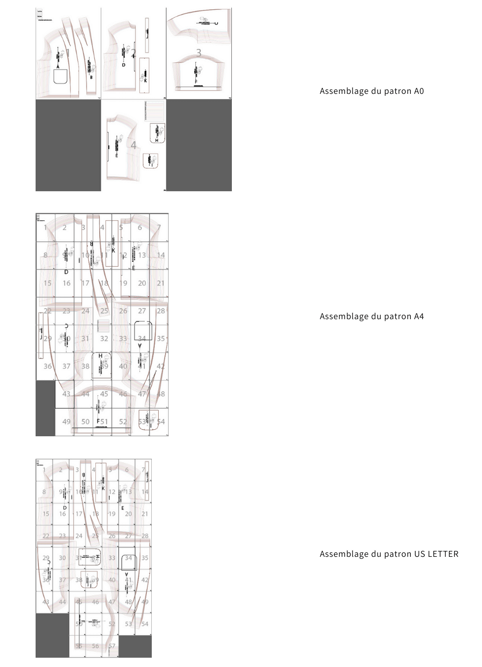 Détails des patrons MANTEAU MILDA- 15 taille de 30 à 58 EU en formats A0, A4 et US LETTER pour téléchargement en PDF