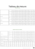 Tableau de mesure de la MIMA robe-taille de 30à 58 EU pour patron de couture pdf à télécharger.