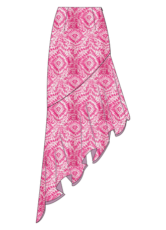 MONICA Jupe asymétrique-taille de 30 à 58 EU, patron de couture pdf à télécharger, jupe à volant irrégulier