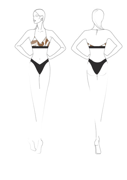 Dessin technique du maillot de bain - XS/L - BREATH, patron de couture PDF à télécharger pour couturières avancées.