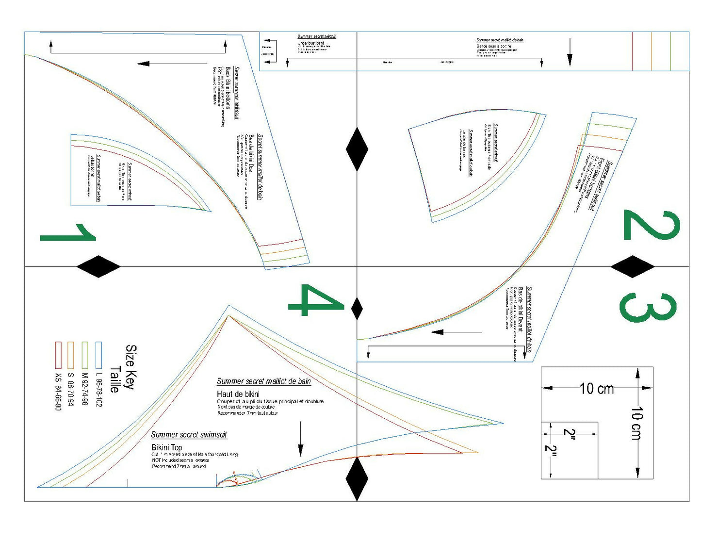 Patron de couture PDF à télécharger "Maillot de bain - XS/L - BREATH", format A4/A0/US letter, niveau avancé, tailles XS à L.