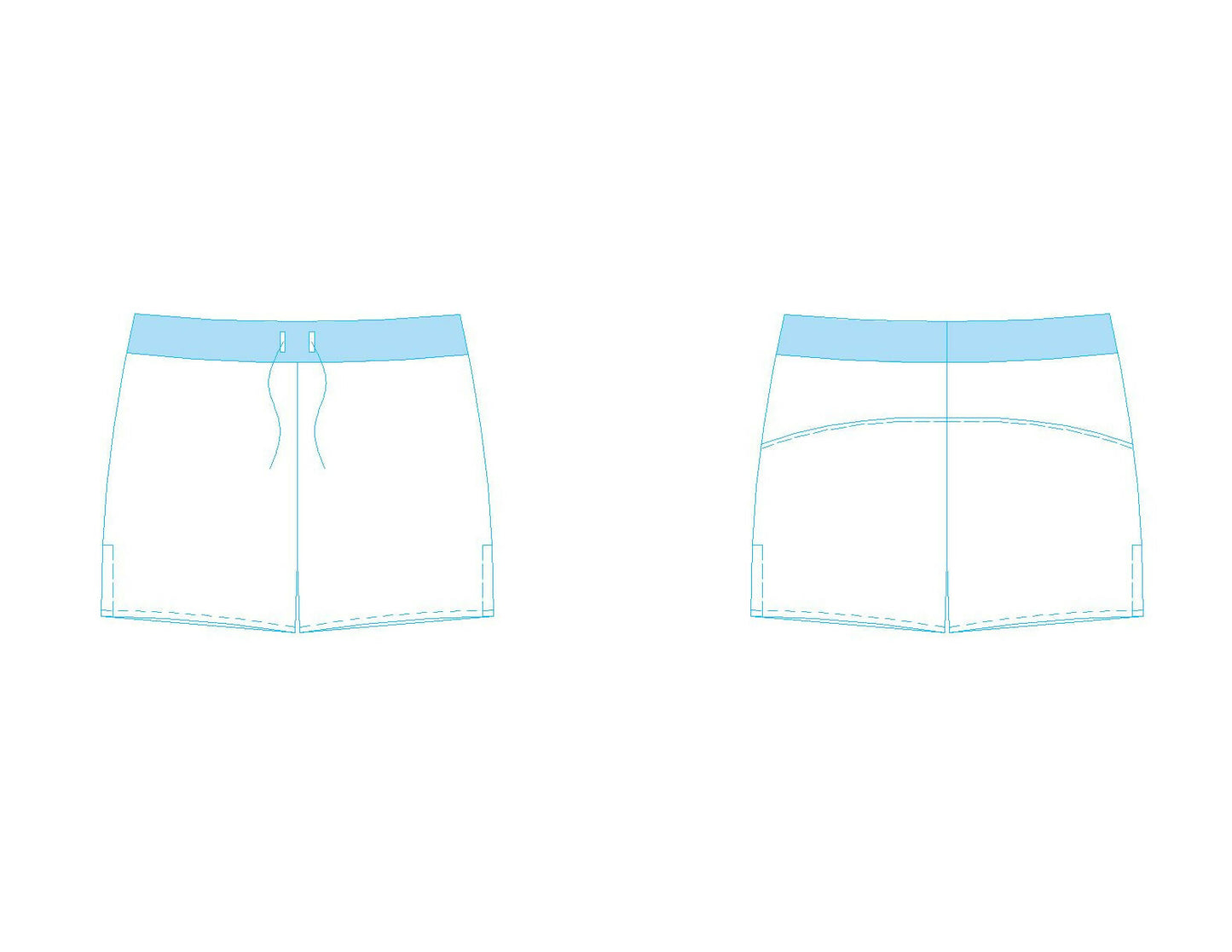 Maillot de bain - XXS - XL - CASANOVA, patron de couture PDF à télécharger, vue avant et arrière du modèle intermédiaire homme.