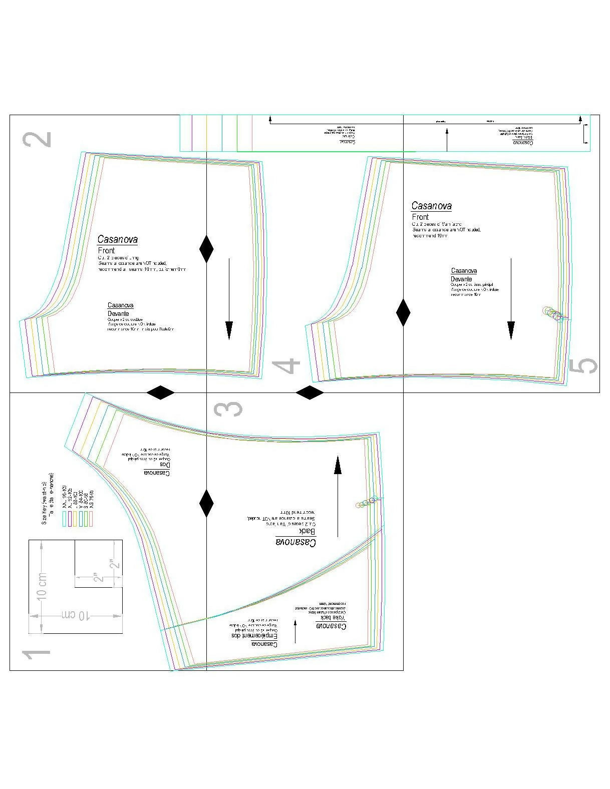 Patron de couture PDF à télécharger, Maillot de bain - XXS - XL - CASANOVA, schéma du modèle inclus pour couturiers intermédiaires.