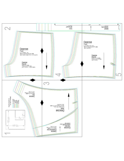 Patron de couture PDF à télécharger, Maillot de bain - XXS - XL - CASANOVA, schéma du modèle inclus pour couturiers intermédiaires.