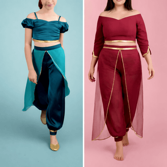 Méga Pack Yasmine – Top + Pantalon – Femmes & Enfants, patron de couture pdf à télécharger, tenues coordonnées