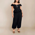 Méga Pack Yasmine – Top + Pantalon – Femmes & Enfants, patron de couture pdf à télécharger, tenue noire élégante pour adultes.