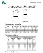 Mini-SANDY - Robe cache-coeur pour filles du 2 au 16 Ans, patron de couture pdf à télécharger, guide des tailles et fournitures.