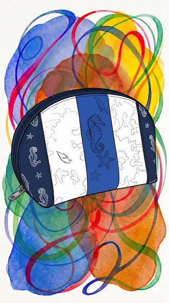 Mini Trousse Dodue - patron de couture pdf à télécharger, trousse demi-lune avec motifs marins.