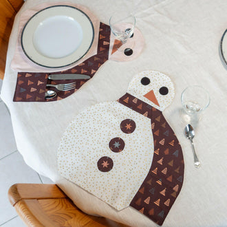 PACK Table de Noël 2, 4 patrons et tutoriels - Set de table en forme de Bonhomme de neige.
