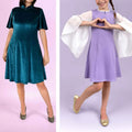 Pack Duo GABY - Patron Robe & Blouse Femme + Enfant en velours et manches évasées. Patron de couture PDF à télécharger.