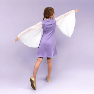 Pack Duo GABY - Patron Robe & Blouse Femme + Enfant, robe violette avec manches blanches, patron de couture pdf à télécharger.