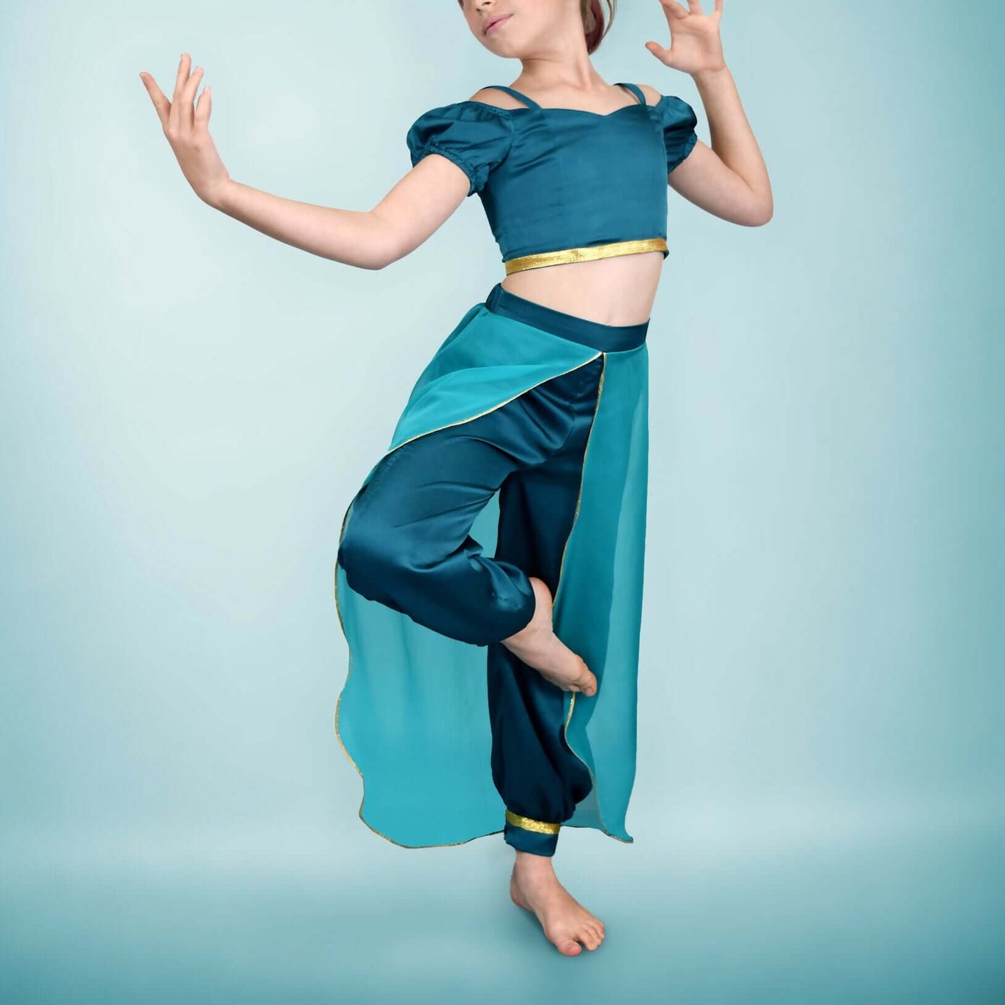 Pack Yasmine Enfants - Top + pantalon, patron de couture PDF à télécharger, ensemble bleu pour enfants, confortable et élégant.