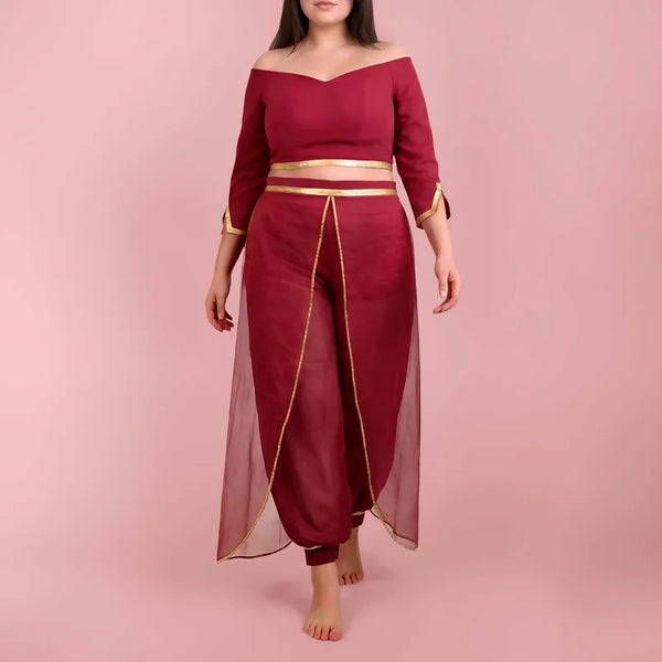 Pack Yasmine Femmes - Top + Pantalon du 32 au 56, patron de couture PDF à télécharger, tenue complète élégante et modulable.