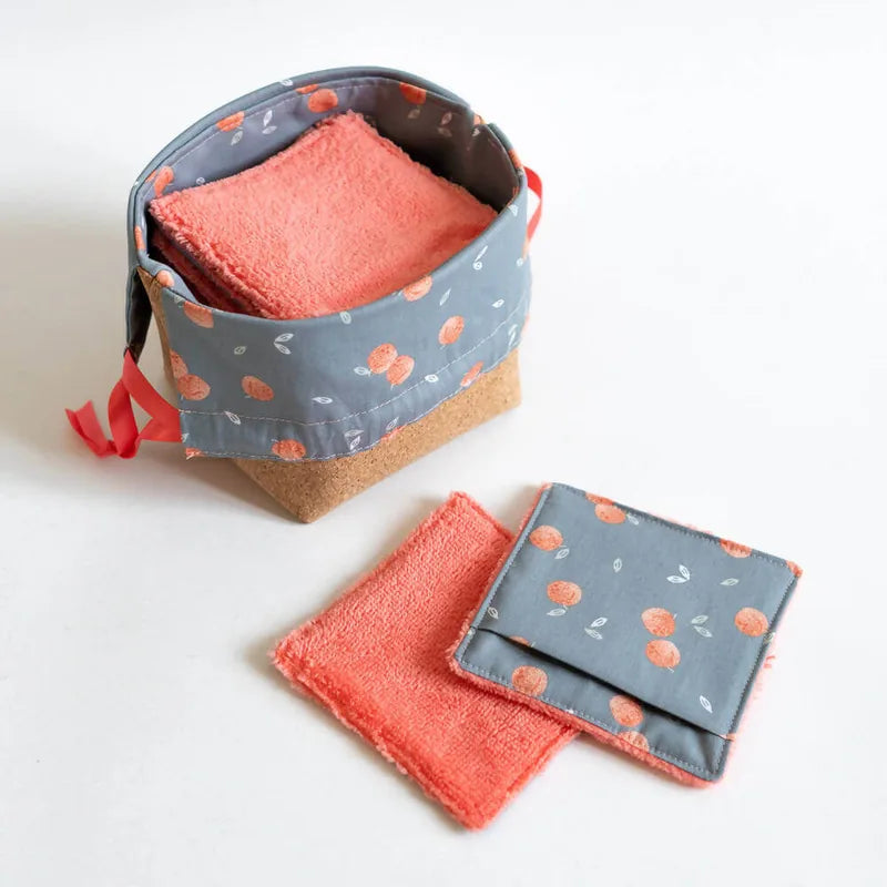 Panière refermable et lingettes, 2 formats – Citron en tissu lavable, patron de couture PDF à télécharger.