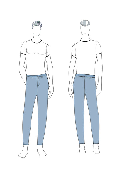 Pantalon Homme Mr Stilo - Patron couture PDF du XS au XL, patron de couture pdf à télécharger, illustration coupe polyvalente.