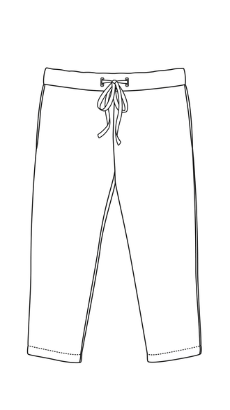 Croquis du modèle Pantalon Munster pour Bébé et Enfant, patron de couture pdf à télécharger, disponible en plusieurs tailles.