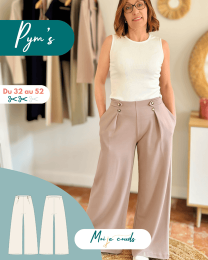 Pantalon Pym’s - Patron PDF Femme du 32 au 52, confortable et élégant, patron de couture pdf à télécharger, coupe ample en jersey.