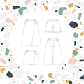 Illustration du Pantalon - Short Deauville - T34 à 48, patron de couture pdf à télécharger, montrant des variations de styles.