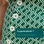Pantalon - Short - Jupe Fauvette | Taille 32 à 52, patron de couture pdf à télécharger, détail du pantalon à pont avec boutons.