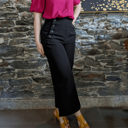 Pantalon - Short - Jupe Fauvette | Taille 32 à 52 - patron de couture pdf à télécharger, modèle taille haute avec boutons.