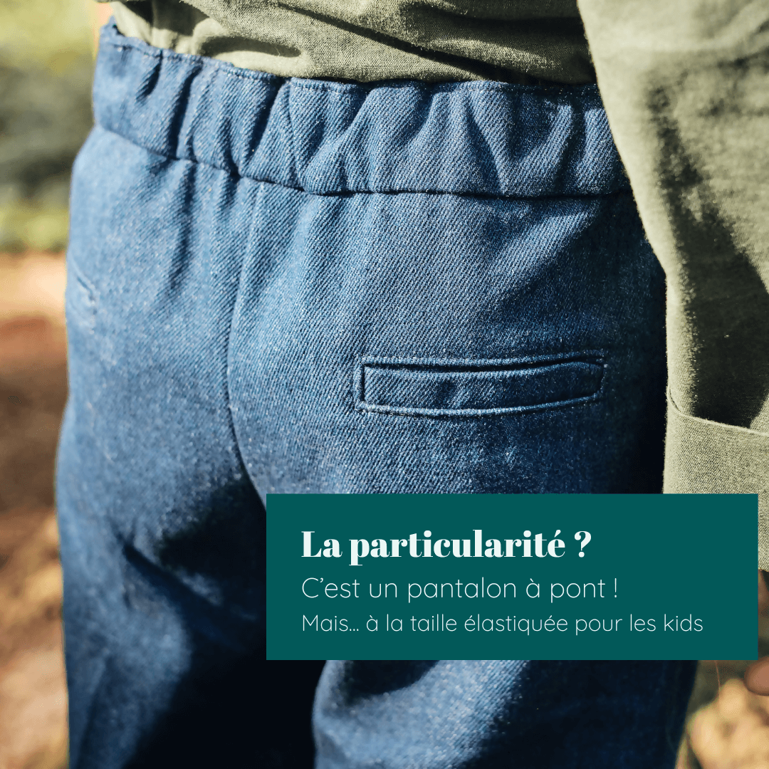 Pantalon - Short - Jupe Fauvette kids | Taille 2 à 12 ans, patron de couture pdf à télécharger, vue de dos avec taille élastiquée.