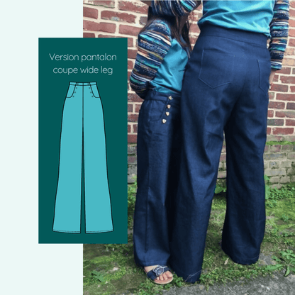 Pantalon - Short - Jupe Fauvette kids | Taille 2 à 12 ans, version pantalon wide leg. Patron de couture pdf à télécharger.