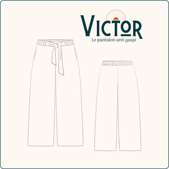 Illustration du Pantalon Victor, un patron de couture pdf à télécharger avec poches latérales et ceinture intégrée.