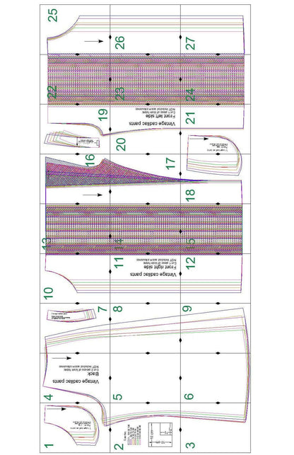 Patron de couture PDF à télécharger pour Pantalon - XXS-XL - VINTAGE CADILAC, format A4/A0/US Letter.