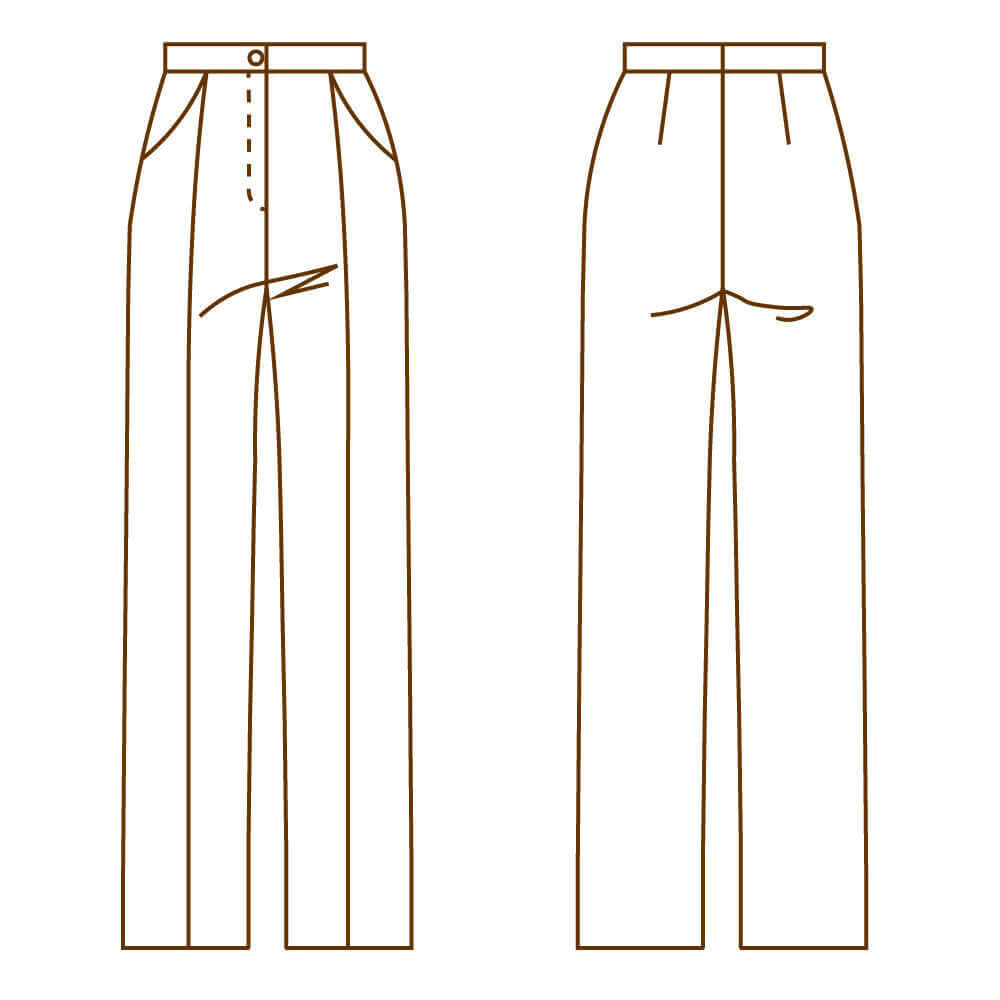 Patron de couture PDF à télécharger pour Pantalon - XXS/XL - CARAMEL DELIGHT avec détails, tailles XXS à XL.