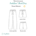 Patron de couture PDF à télécharger pour Pantalon ou short Orsi, avec options de pantalon large et short, débutant, féminin.