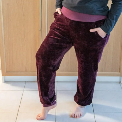 Pantalon pyjama sportwear, 34 au 56, 4 statures – Camomille avec bord-côtes souple, patron de couture pdf à télécharger