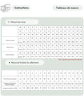 Patron PDF Chemisier MIA du 30 au 58, tableau de mesure du tour de poitrine, taille et hanches