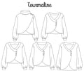 Patron PDF Gilet Tourmaline du 32 au 60, six variations de coupe avec col et devant portefeuille boutonné