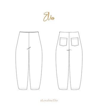 Patron PDF Pantalon Elio Femme du XS au XXL, vue de face et dos avec poches arrière, coupe droite