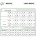 Tableau de mesure du Patron PDF Pantalon femme LARA du 30 au 58, guide des tailles en centimètres et pouces