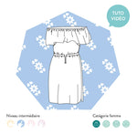 Patron PDF Robe Kahlo femme du 34 au 48, robe cache-cœur avec fronces, ceinture à nouer