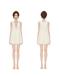 Patron PDF Robe LARA femme du 30 au 58, vue de face et dos, robe courte ample col V en lin