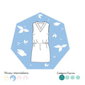 Patron PDF Robe Laurencin femme du 34 au 48, robe cache-cœur sans manches avec ceinture à la taille