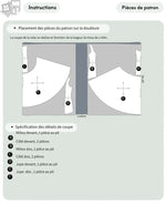 Patron PDF Robe ROSALI femme, schéma de placement des pièces de patron sur tissu de 1,40m de largeur
