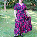 Patron PDF Robe longue Pomme Gala du 34 au 56, élégante robe à encolure croisée et fente frontale, patron de couture pdf à télécharger