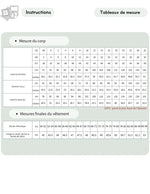 Tableau de mesure pour Patron PDF Short femme MIA du 30 au 58, guide des tailles avec conversions US UK EU