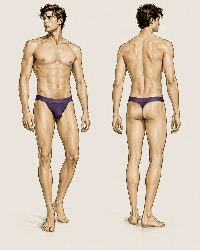 Patron PDF Sous-vêtements Homme WAKE UP STAR du XS au XXXL, slip vue de face et de dos