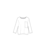 Patron PDF Top Luca Femme XS-XXL, vue de face avec poche poitrine, manches longues, coupe ample