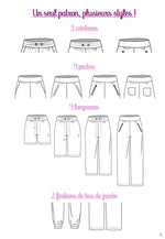 Patron PDF Pantalon A du 32 au 60, trois ceintures, quatre poches et longueurs variables