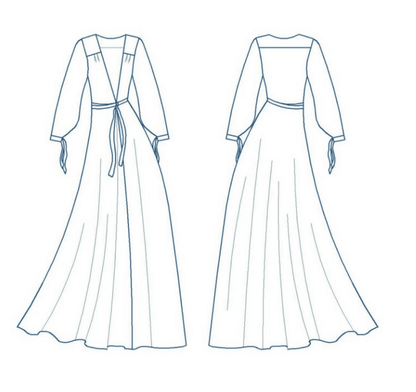 Illustration du patron de couture Peignoir - XS/XL - CLASSY DITA, format PDF téléchargeable, niveau intermédiaire.