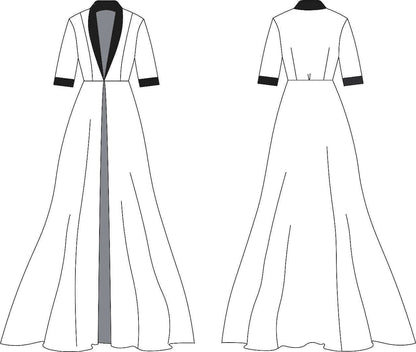 Dessin technique du Peignoir du XS au XL - ELOGIUM, patron de couture pdf à télécharger