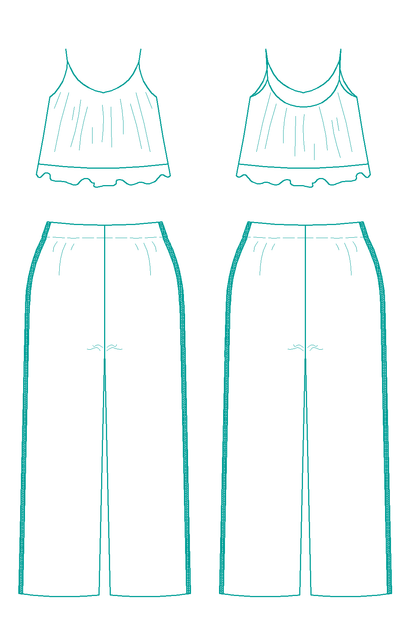 Patron de couture pdf à télécharger pour Pyjama - XS/L - FALL IN LOVE, incluant les tailles XS à L et marges de couture