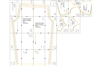 Patron de couture PDF Pyjama - XS/L - FALL IN LOVE à télécharger, niveaux intermédiaires, tailles XS à L, formats A4/A0/US Letter.
