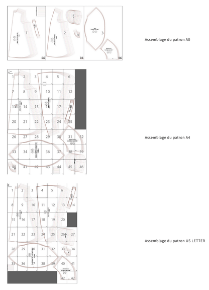 Patron de couture PDF à télécharger de la ROBE LILI- 15 tailles de 30à 58 EU, comprenant des formats A0, A4 et US LETTER.