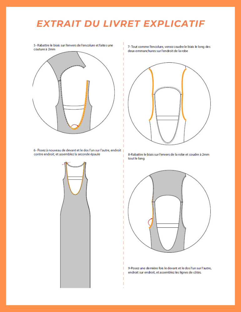 Instructions de couture pour la Robe Aury, patron de couture pdf à télécharger.